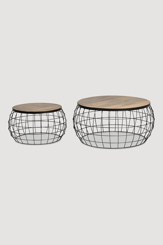 2 tables basses en manguier - 76 x 36 cm / 58 x 31 cm