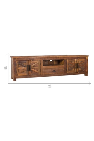 Meuble TV 4 portes en bois - 220 x 60 x 40 cm