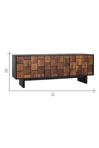 Meuble TV 3 portes en manguier et bois de sheesham - 160 x 61 x 40 cm