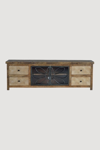 Meuble TV 2 portes en manguier - 170 x 55 x 40 cm