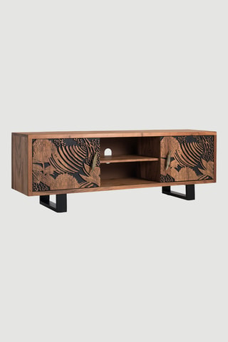 Meuble TV 2 portes en acacia - 160 x 41 x 56 cm
