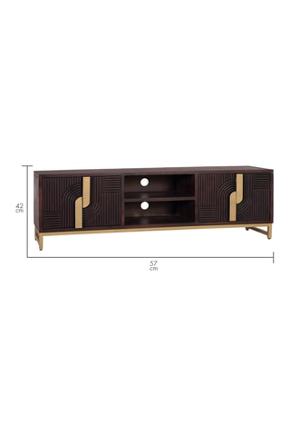 Meuble TV 2 portes en manguier - 57 x 180 x 42 cm