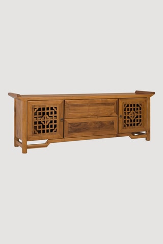 Meuble TV 2 portes en teck - 180 x 60 x 38 cm