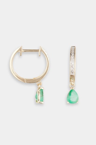 Boucles d'oreilles Juria Or jaune, diamants et émeraude