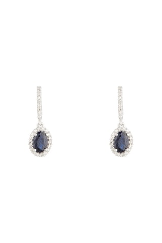 Boucles d'oreilles Courtoisie - Or blanc, diamants et saphirs