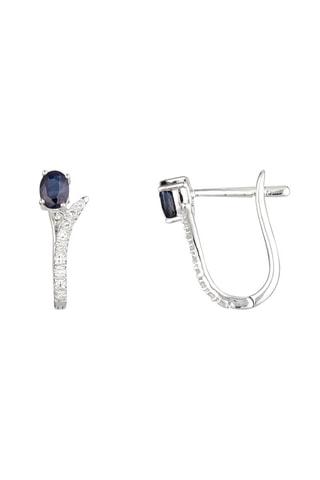 Boucles d'oreilles Beau Saphir Or blanc, diamants et saphirs