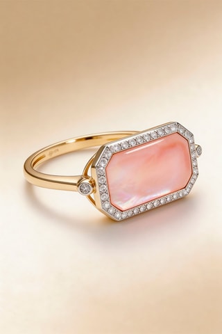 Ring Gabie Geelgoud, Diamanten en Parelmoer 