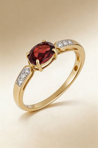Bague Grenade Or jaune, diamants et grenat