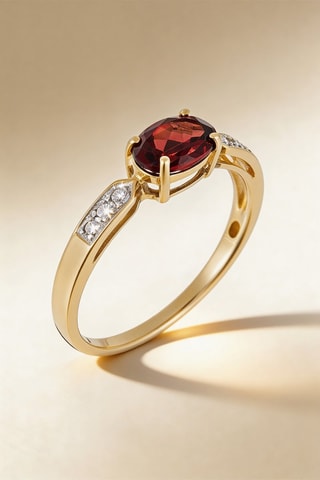 Bague Grenade Or jaune, diamants et grenat
