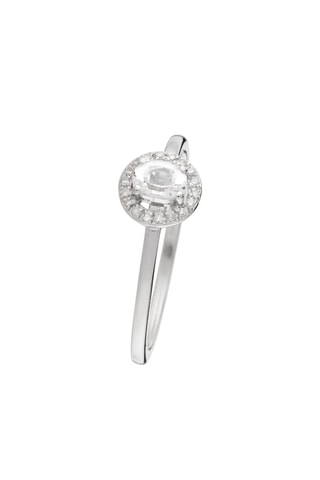 Solitaire Or blanc, diamants et topaze