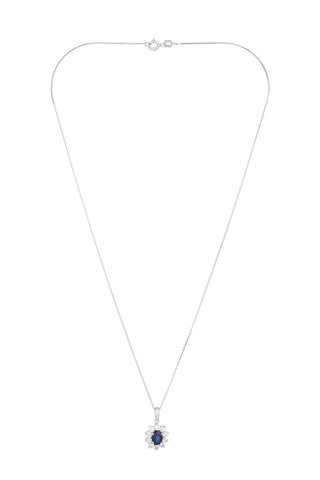 Pendentif Etoile bleue Or blanc, saphir et topaze