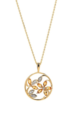 Pendentif - Or jaune, diamants et citrines