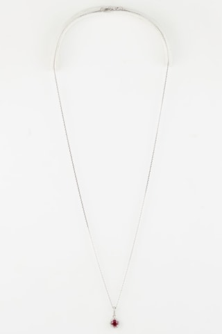 Pendentif Rond de Rubis 
Or blanc, diamants et rubis