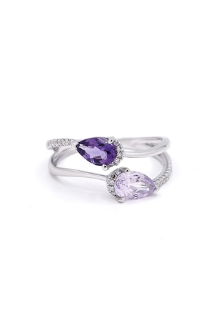 Bague Lauriane - Or blanc, diamants, améthyste et péridot