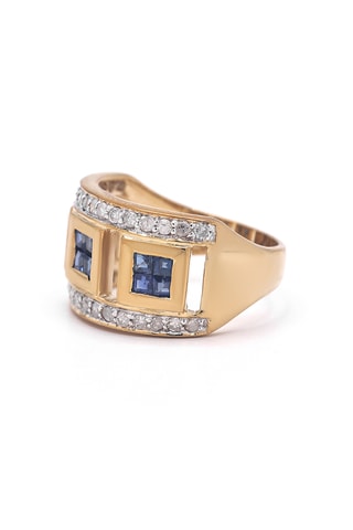 Bague Eclat de Saphir - Or jaune, diamants et saphirs