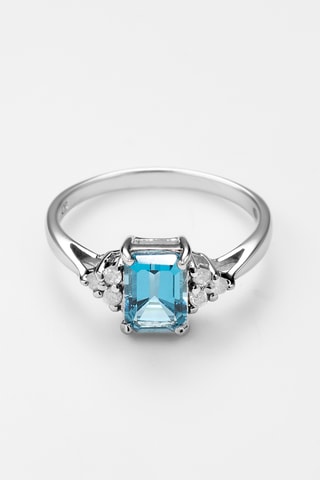 Bague Ijana - Or blanc, diamants et topaze