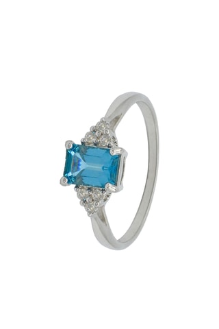 Bague Ijana - Or blanc, diamants et topaze