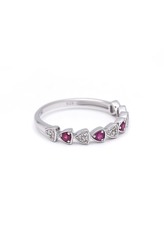 Bague Evangéline - Or blanc, diamants et rubis