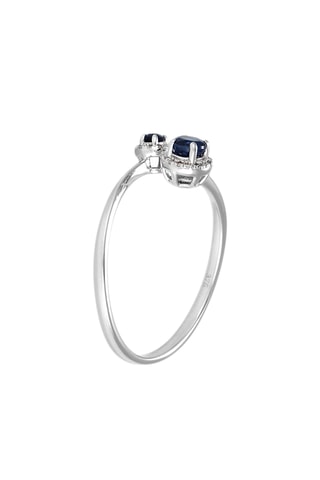Bague Aiko - Or blanc, diamants et saphirs