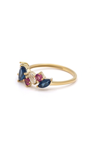 Bague Eclatante - Or jaune, diamant, péridots et topazes