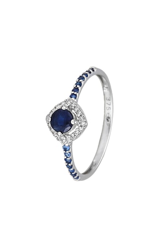 Bague Nef - Or blanc, diamants et saphirs