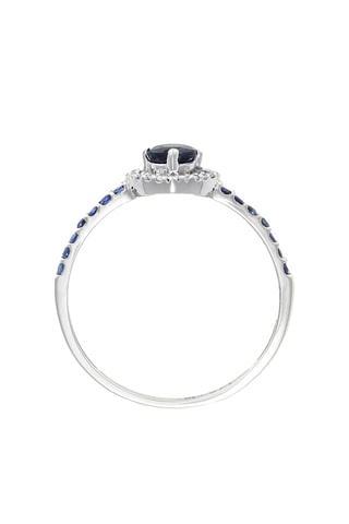 Bague Nef - Or blanc, diamants et saphirs