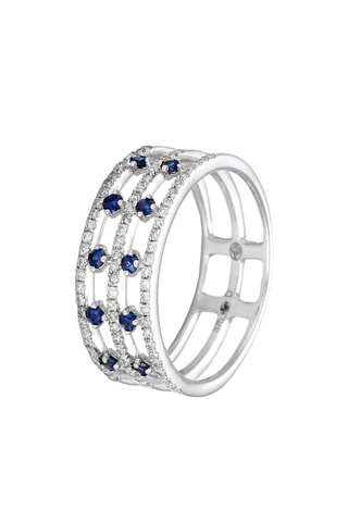 Bague Couronne des Saphirs - Or blanc, diamants et saphirs