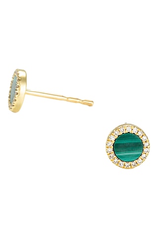 Puces Nicée - Or jaune, diamants et malachites