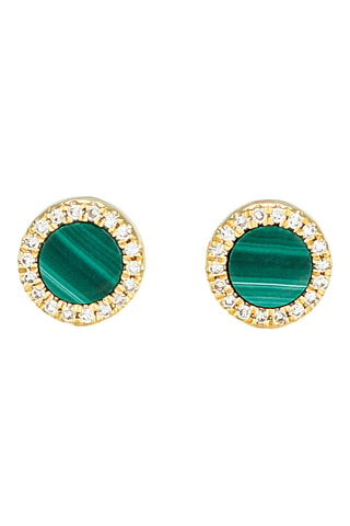 Puces Nicée - Or jaune, diamants et malachites
