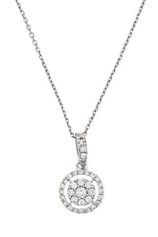 Pendentif Forteresse ronde - Or blanc et diamants