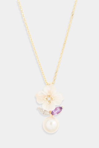 Pendentif Cheina - Or jaune, diamants, améthyste, nacre et perle de culture