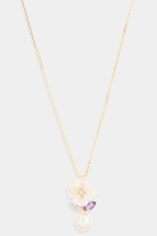 Pendentif Cheina - Or jaune, diamants, améthyste, nacre et perle de culture