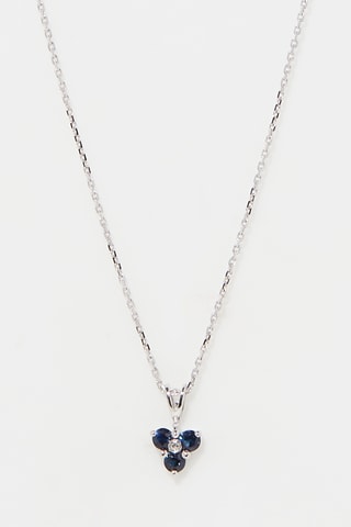 Pendentif Fleur bleue - Or blanc, diamant et saphirs