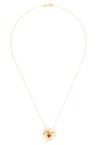 Pendentif Fleur flamboyante - Or jaune et grenat