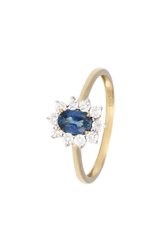 Bague Océanie - Or jaune, diamants et saphir