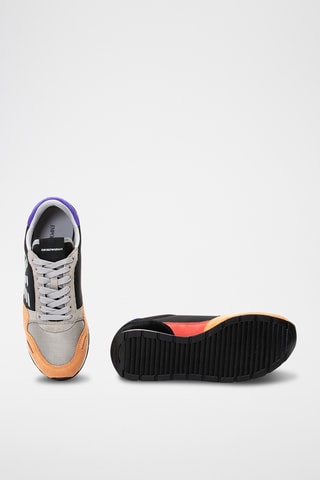 Baskets en nubuck - Noir et orange - Emporio Armani