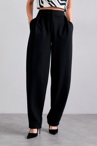 Pantalon taille haute en laine vierge - Noir - Emporio Armani