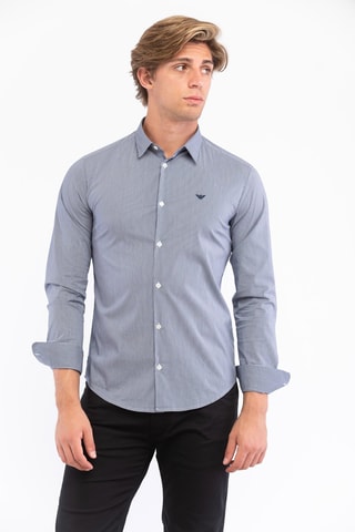 Chemise regular - Bleu et blanc - Emporio Armani