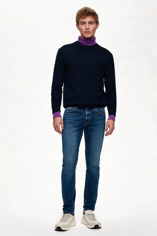 Pull en laine et cachemire - Bleu marine - Emporio Armani