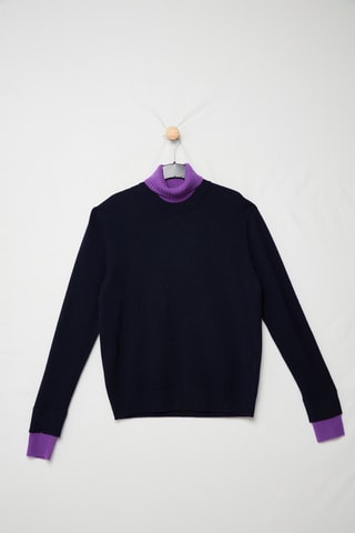 Pull en laine et cachemire - Bleu marine - Emporio Armani