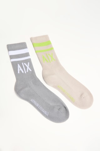 2 paires de chaussettes - Gris chiné et beige - Armani Exchange