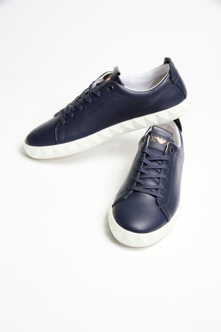 Baskets en cuir - Bleu nuit - Emporio Armani