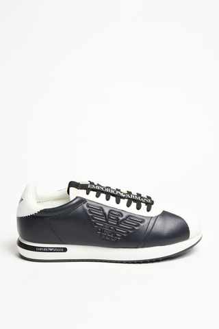 Baskets en cuir - Blanc et noir - Emporio Armani