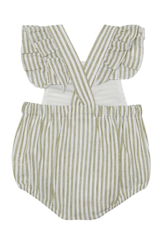 Barboteuse en lin - Vert clair et blanc - Emporio Armani