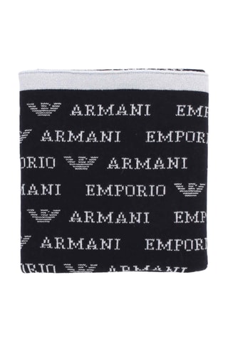 Couverture en laine, soie et cachemire - Noir - Emporio Armani