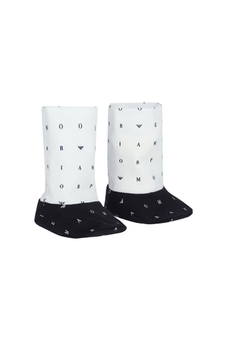 Bavoir réversible et chaussons - Blanc et bleu marine - Emporio Armani