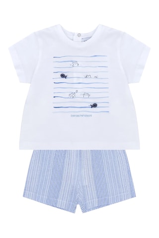 T-shirt et short - Blanc et bleu clair - Emporio Armani