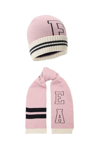 Bonnet et écharpe en laine - Rose - Emporio Armani