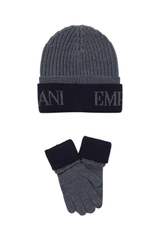 Bonnet et gants en laine - Gris - Emporio Armani