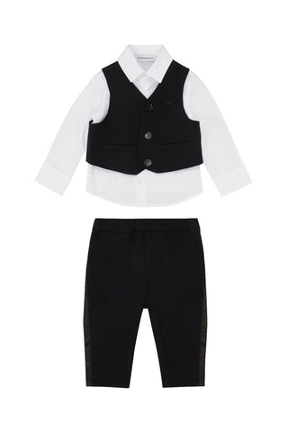 Ensemble 3 pièces en laine vierge - Noir - Emporio Armani